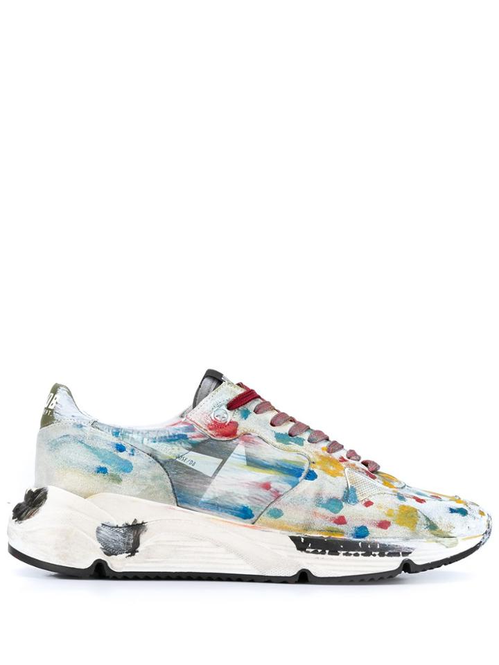 Golden Goose Dripping Paint Low Top Sneakers - Blue