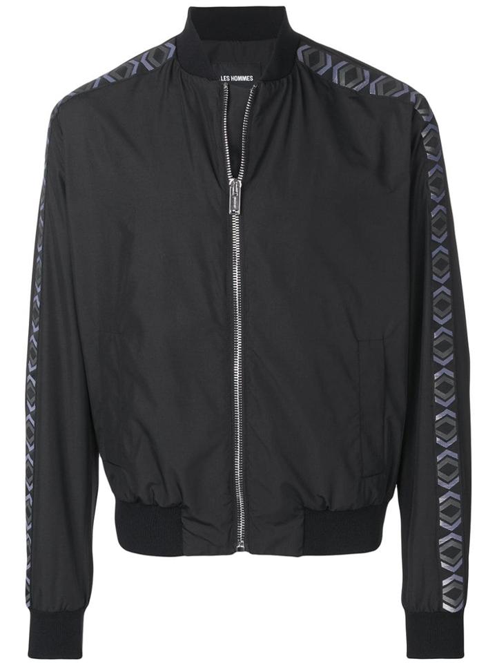 Les Hommes Contrast Band Bomber Jacket - Black