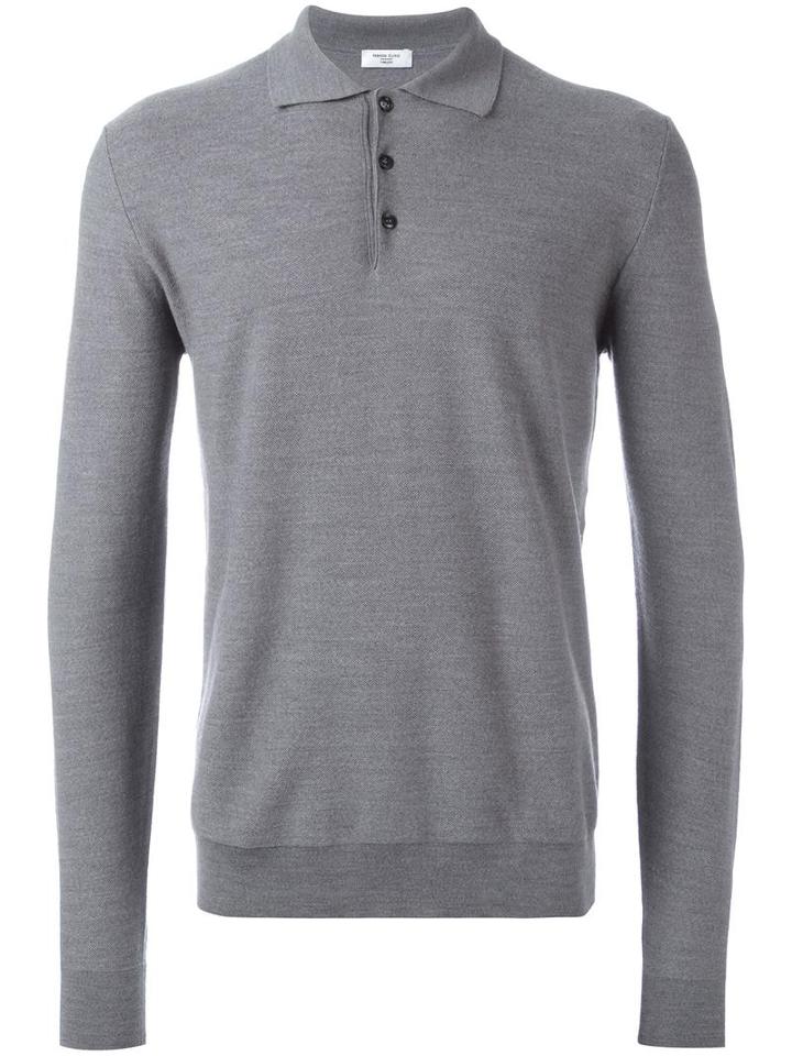 Fashion Clinic Polo Collar Jumper, Men's, Size: 46, Grey, Wool