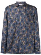 Boglioli Floral Print Shirt, Men's, Size: 39, Blue, Silk