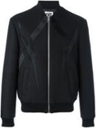 Les Hommes Urban Contrast Detail Bomber Jacket, Men's, Size: 50, Black, Polyamide/polyester/wool