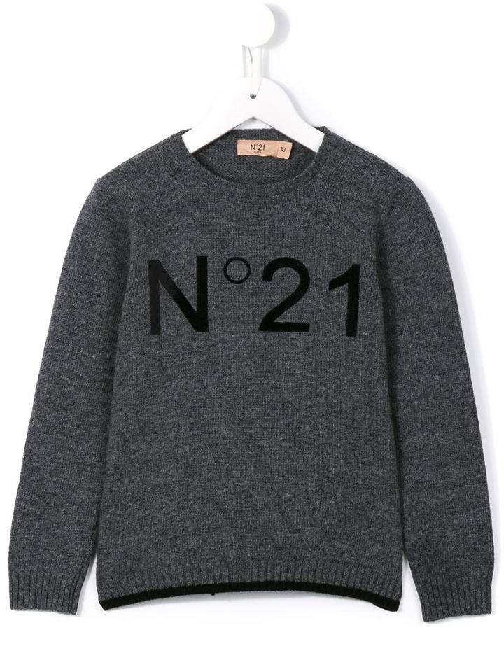 No21 Kids Logo Jumper, Girl's, Size: 9 Yrs, Grey