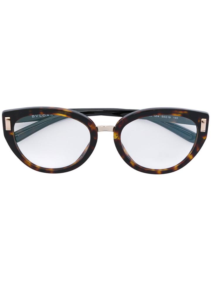 Bulgari Oval Shaped Glasses - Brown
