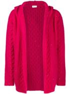 Saint Laurent Cable Knit Hooded Cardigan - Pink