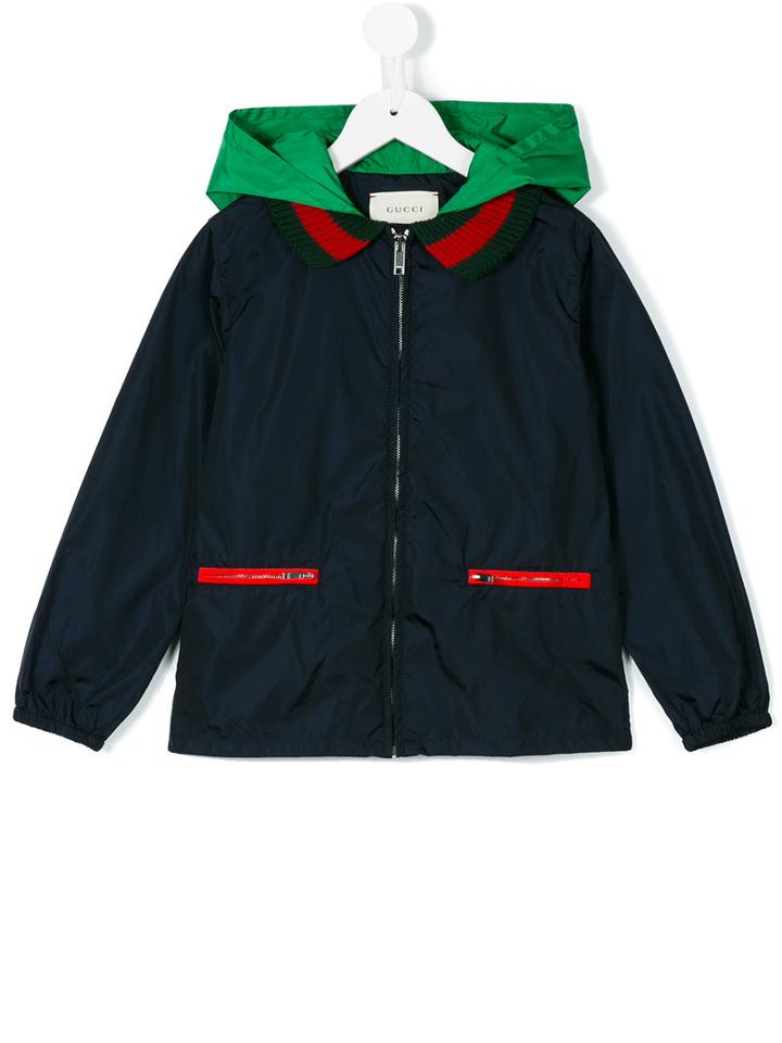 Gucci Kids - Zipped Jacket With Hood - Kids - Polyamide - 8 Yrs, Blue