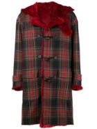 Kenzo Vintage Reversible Oversized Tartan Coat - Red