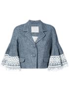 Oscar De La Renta Bell Sleeve Jacket - Blue