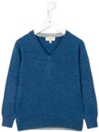 Cashmirino - V-neck Knitted Jumper - Kids - Cashmere - 12 Yrs, Blue