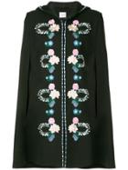 Vilshenko Embroidered Floral Cape - Black