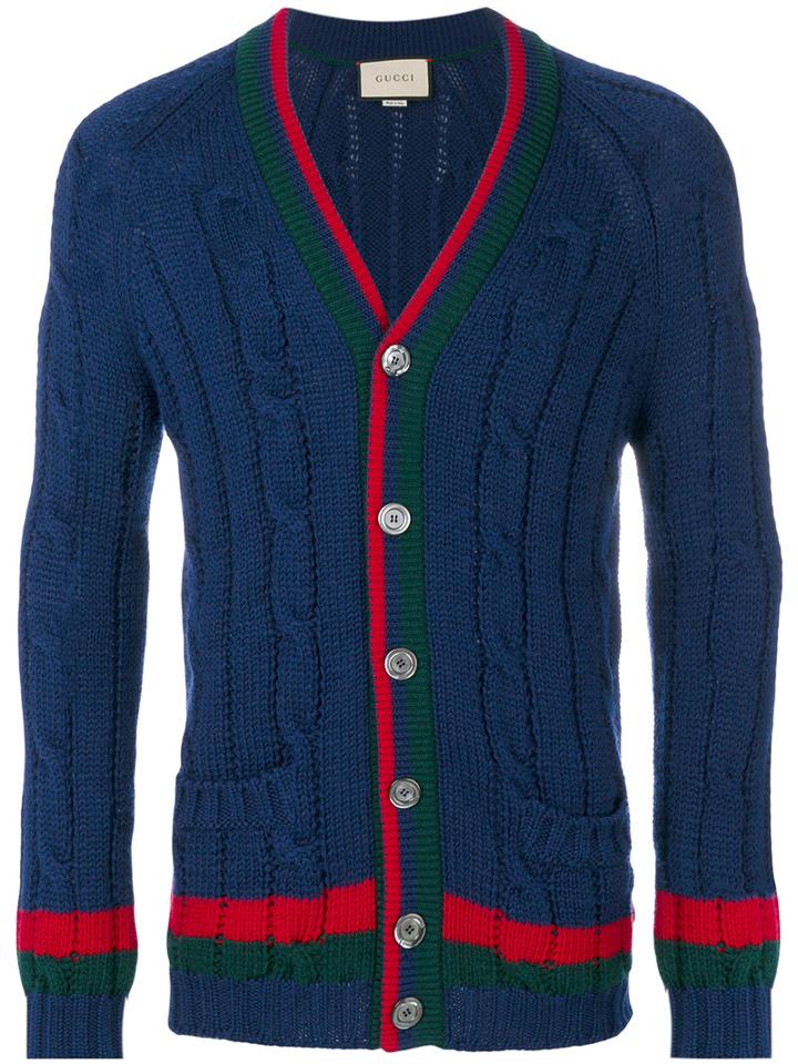 Gucci - Cable Knit Cardigan - Men - Wool - M, Blue, Wool