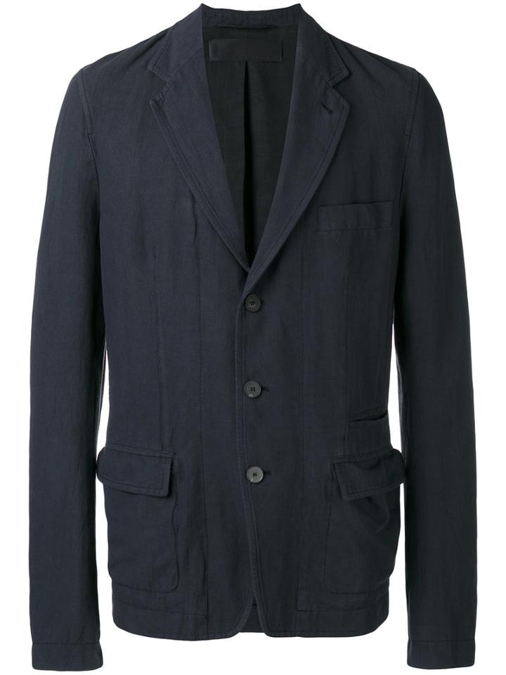 Haider Ackermann Multi-pocket Blazer, Men's, Size: 46, Blue, Cotton/linen/flax/spandex/elastane