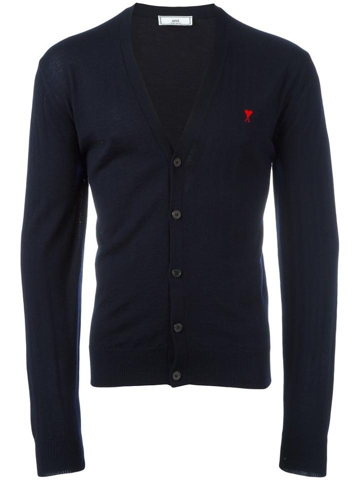 Ami Alexandre Mattiussi Ami De Coeur Cardigan, Men's, Size: Medium, Blue, Merino