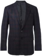 Armani Collezioni Checked Suit Jacket, Men's, Size: 48, Blue, Wool/viscose