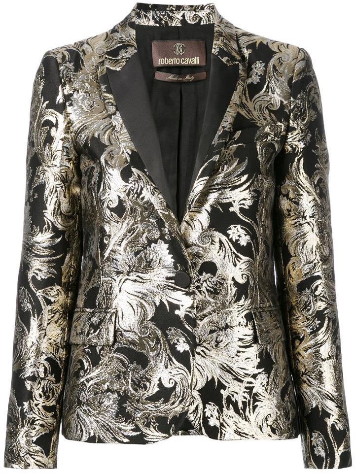 Embroidered Blazer - Women - Cotton/acrylic/polyester/wool - 40, Grey, Cotton/acrylic/polyester/wool, Roberto Cavalli