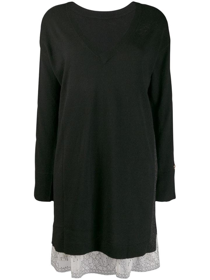 Twin-set Lurex Band Dress With Slip - Black
