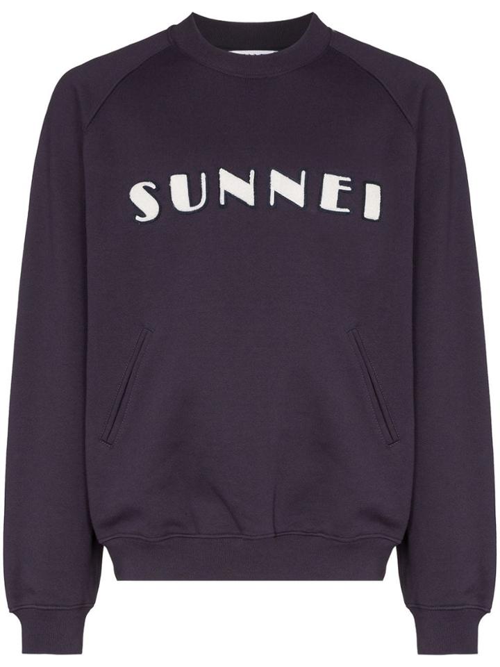 Sunnei Textured Logo Sweatshirt - Blue