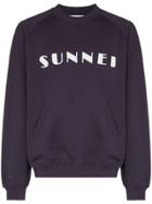 Sunnei Textured Logo Sweatshirt - Blue