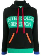 Benetton Colour Block Hooded Jumper - Black
