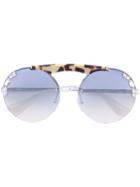 Prada Eyewear Oversized Round Frame Sunglasses - Metallic