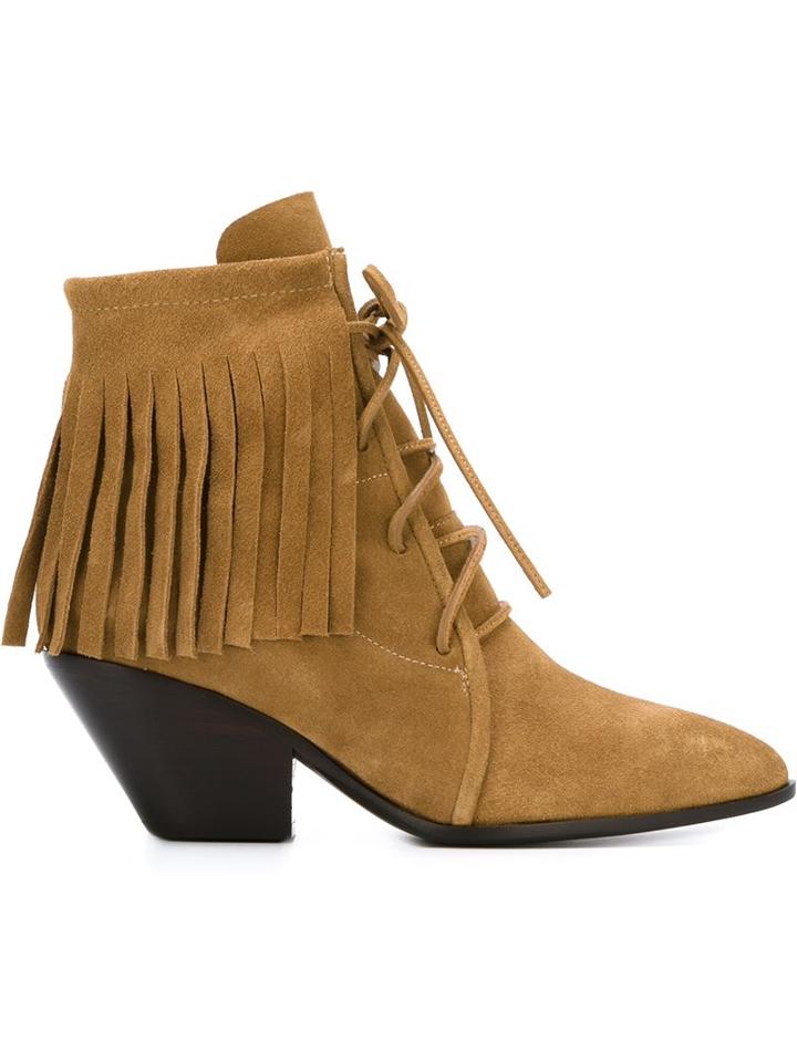 Giuseppe Zanotti Design Fringed Boots, Women's, Size: 36, Brown, Suede/leather