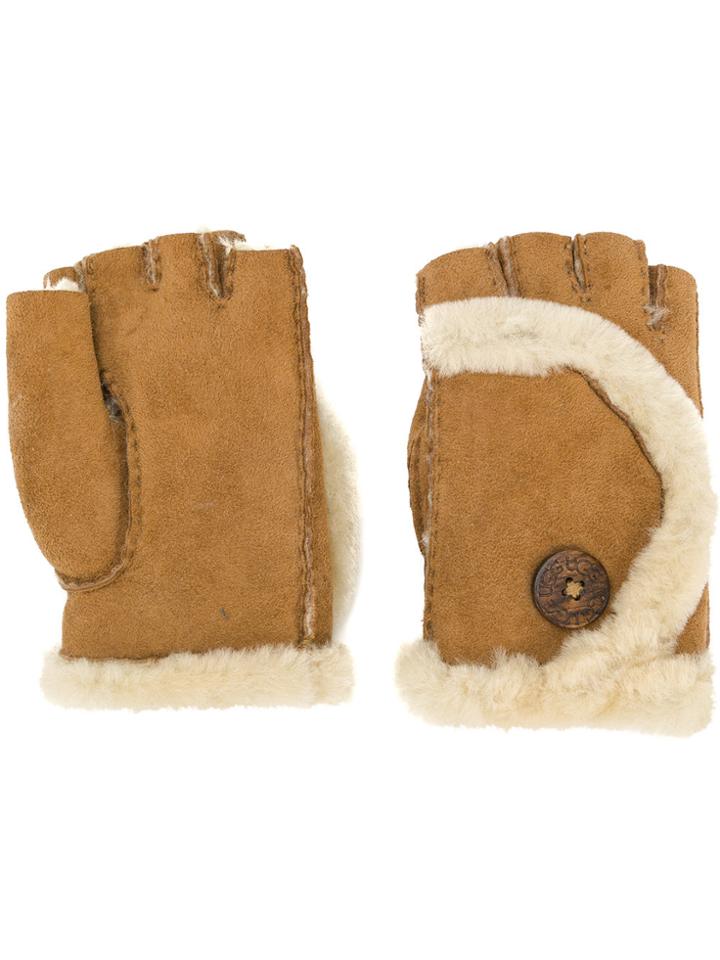 Ugg Australia Shearling Finger-less Gloves - Brown