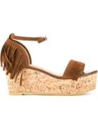 Guild Prime Fringed Wedge Sandals, Women's, Size: 23.5, Brown, Polyester