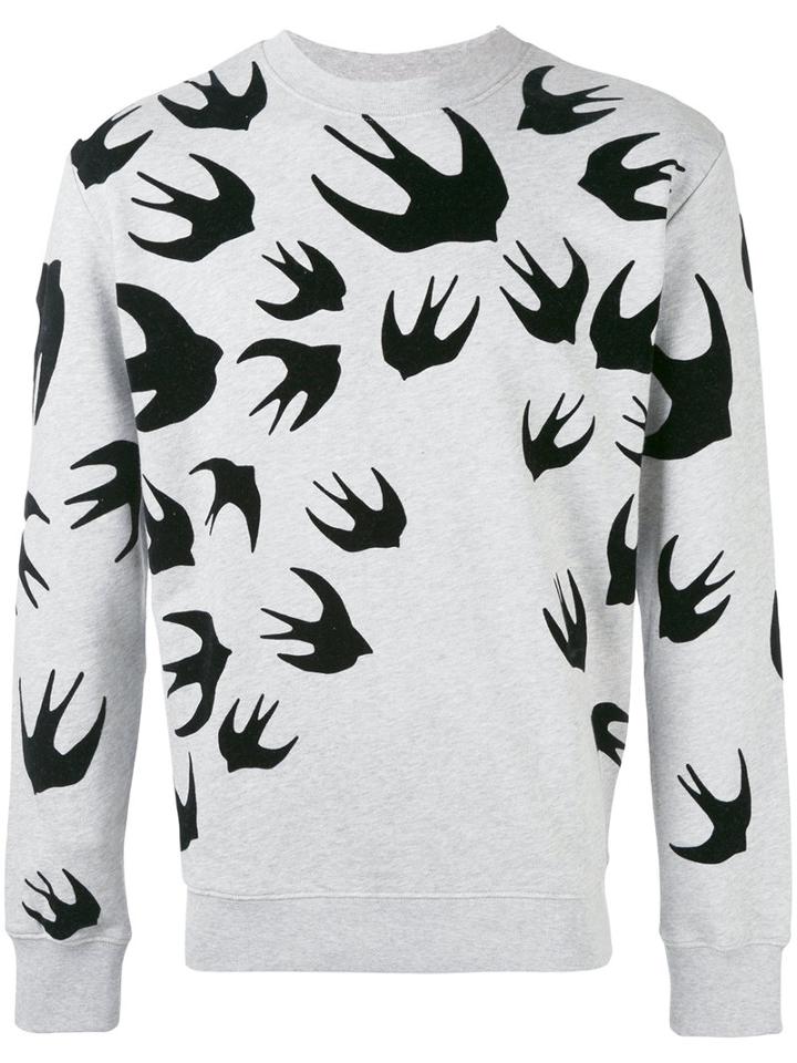 Mcq Alexander Mcqueen - Swallow Print Sweatshirt - Men - Cotton/polyester - M, Grey, Cotton/polyester