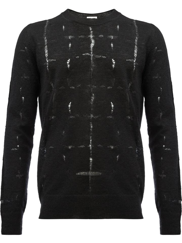 Saint Laurent Ladder Stitch Jumper, Men's, Size: Small, Black, Polyamide/mohair/wool