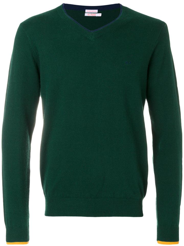 Sun 68 V Neck Sweatshirt - Green