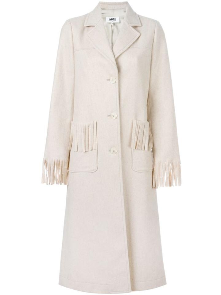 Mm6 Maison Margiela 'frill Frill' Coat, Women's, Size: 44, Nude/neutrals, Polyamide/viscose/wool