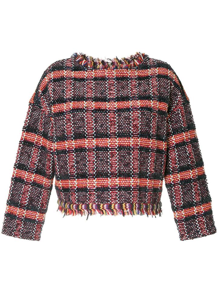 Coohem Tartan Tweed Sweater - Red