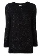 Saint Laurent Sequin Embellished Sweater, Women's, Size: Xs, Black, Silk/polyester/mohair/wool