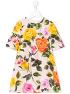 Dolce & Gabbana Kids - Rose Pint Dress - Kids - Viscose - 8 Yrs, Yellow/orange