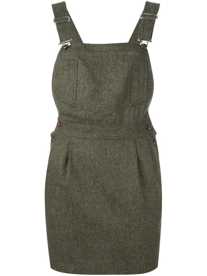 Olympia Le-tan Tweed Dungaree Dress, Women's, Size: 36, Brown, Virgin Wool