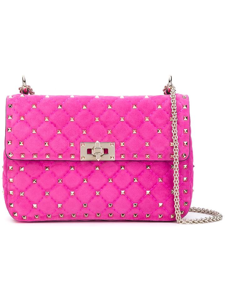 Valentino - Medium Valentino Garavani Rockstud Spike Crossbody Bag - Women - Calf Leather - One Size, Pink/purple, Calf Leather