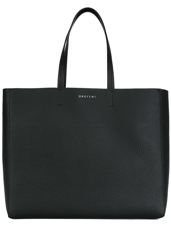 Orciani Logo Plaque Tote, Women's, Black