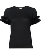 Comme Des Garçons Fur Detail T-shirt, Women's, Size: S, Black, Cotton/modacrylic