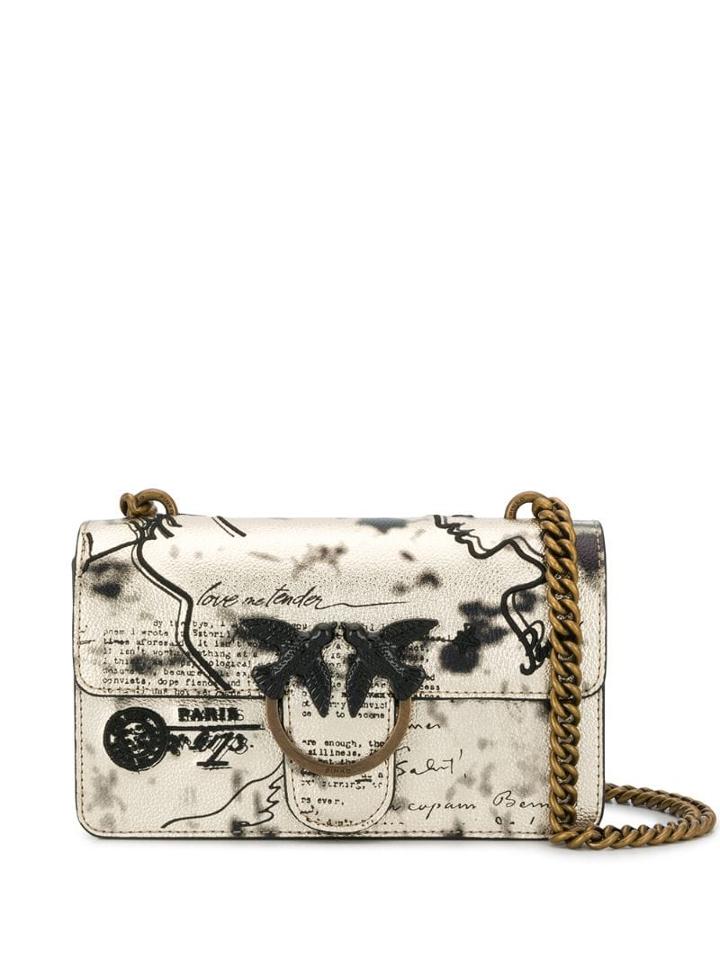 Pinko Mail Print Shoulder Bag - Gold
