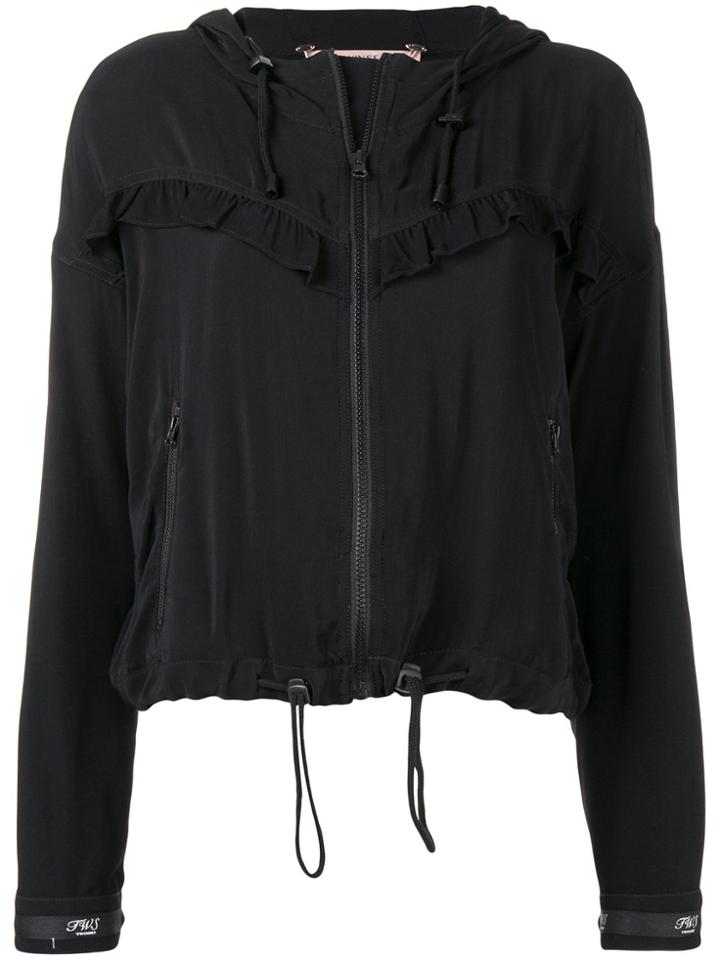 Twin-set Ruffled Bomber Jacket - Black