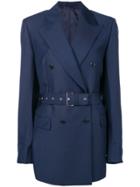 Prada Double-breasted Belted Blazer - Blue