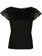 Ballsey Crochet Sleeve T-shirt - Black