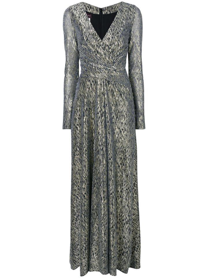 Talbot Runhof V-neck Long-sleeved Gown - Metallic