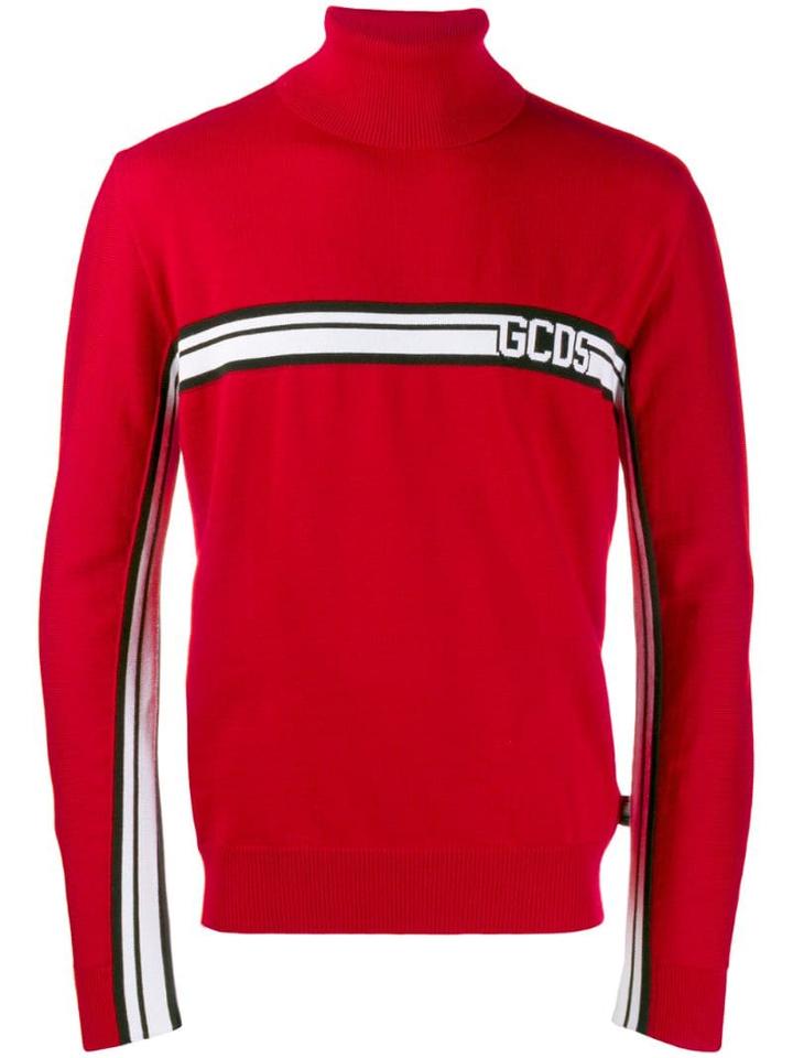 Gcds Striped Roll Neck Jumper - Red