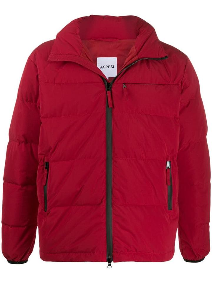 Aspesi Front Zip Puffer Jacket - Red