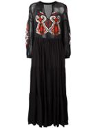 Wandering Long Embroidered Dress - Black