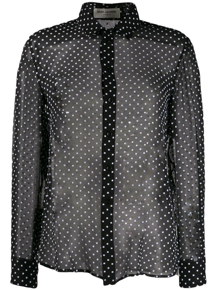 Saint Laurent Sheer Polka Dots Blouse - Black