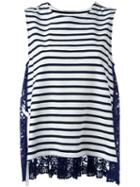 Erika Cavallini Lace Back Striped Top, Size: Medium, Blue, Cotton