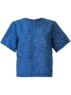Le Ciel Bleu Cut Jacquard Top, Women's, Size: 36, Blue, Cotton/polyester/cupro