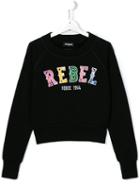 Dsquared2 Kids Rebel Embroidered Sweatshirt, Boy's, Size: 14 Yrs, Black