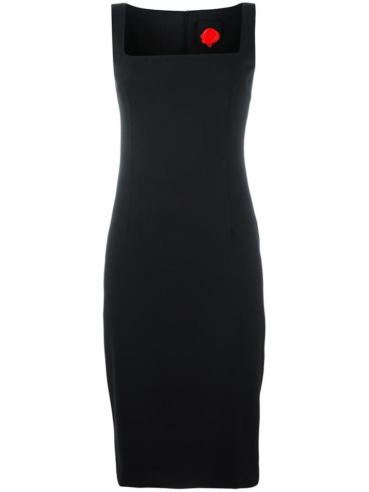 Ultràchic Square Neck Dress, Women's, Size: 42, Black, Wool/spandex/elastane